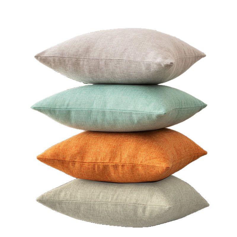Modern Minimalist Solid Color Cotton Linen Throw Pillow for Sofa, Bed, or Office - Square Lumbar Cushion