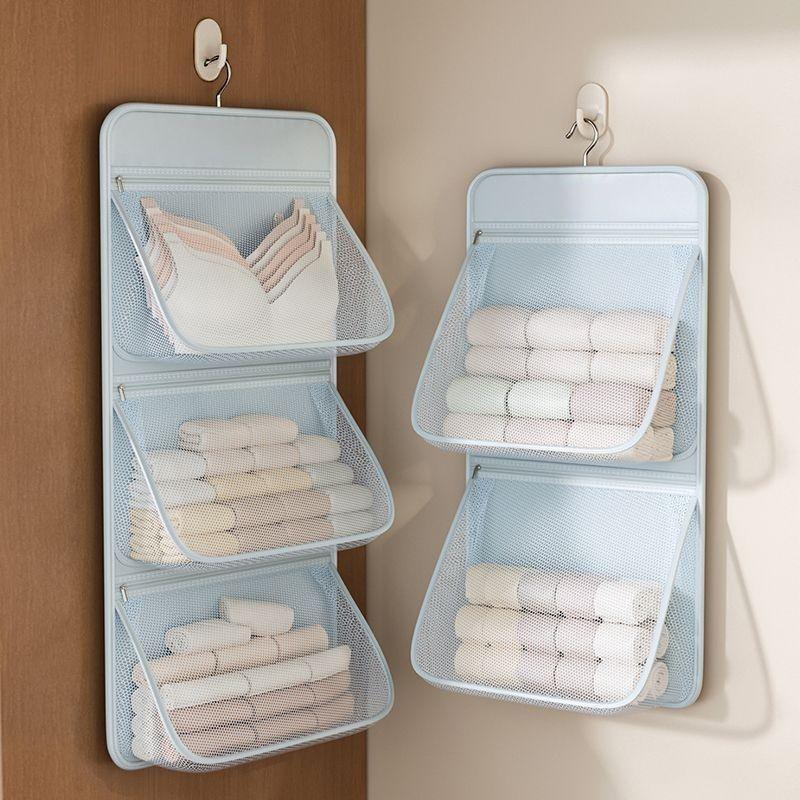 Wall-Mounted Storage Hanging Bag Visible Mesh Storage Bag For Student Dormitories, Bedrooms, Wardrobes, Underwear, And Socks