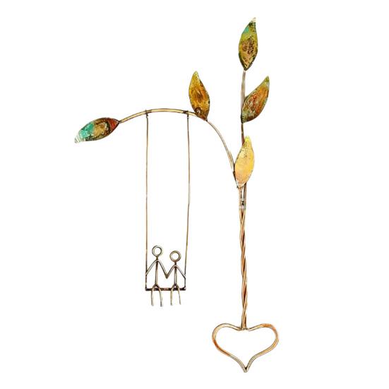 

Rooted in Love Swing Sculpture Iron Hanging Swing Wall Decor Rustic Farmhouse Wall Art for Bedroom Living Room Housewarmings Gift for Couple A