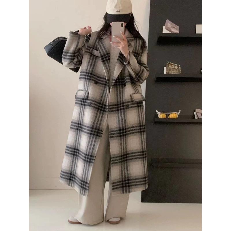 Retro Plaid Double-sided Cashmere Wool New Coat British Casual Versatile Autumn and Winter Warmth