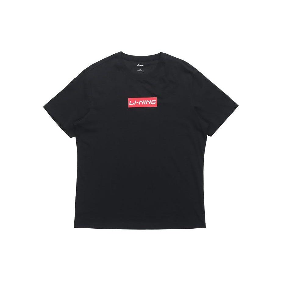 Li-Ning Box Logo T-shirt Black Red Men s AHSR665-1 S
