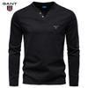 2025 Autumn New Men's Embroidery Casual European Size V-neck Long Sleeved T-shirt Slim Fit Base Shirt Pure Cotton T-shirt Top for Men