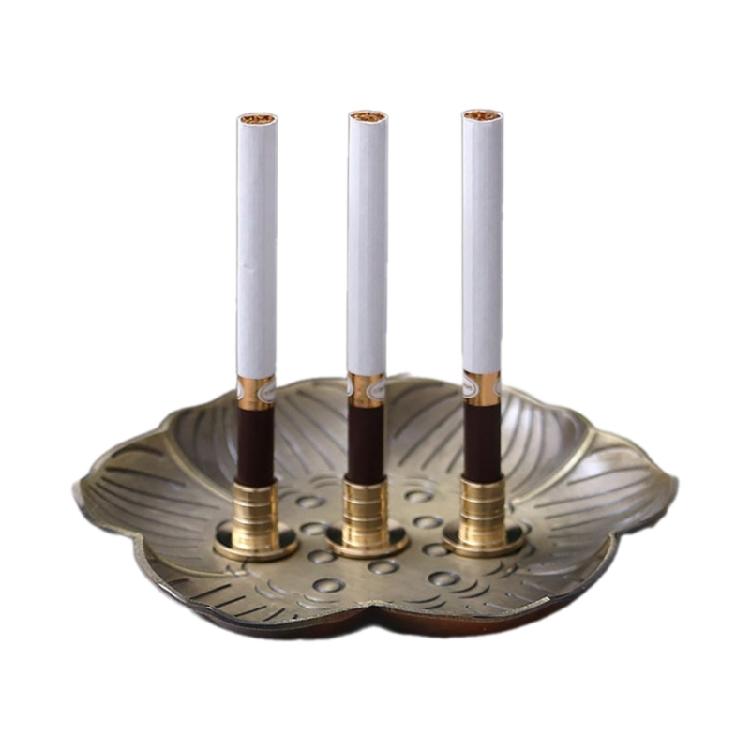 3Pcs Vintage Metal Cigarettes Holder Incenses Stick Holder Handcraft Incenses Burners with Flower Base Ashes Catcher