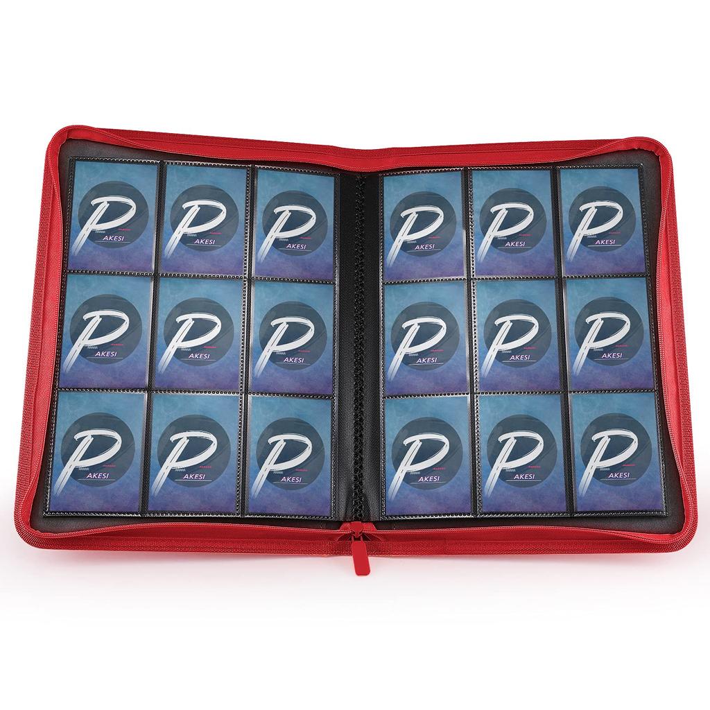 PAKESI Fișier de cărți cu stele, 9 buzunare, conține 360 ​​de cărți, foaie de cărți, colectează cărți cu stele și alte cărți, fișier de colecție de cărți cu stele (roșu)