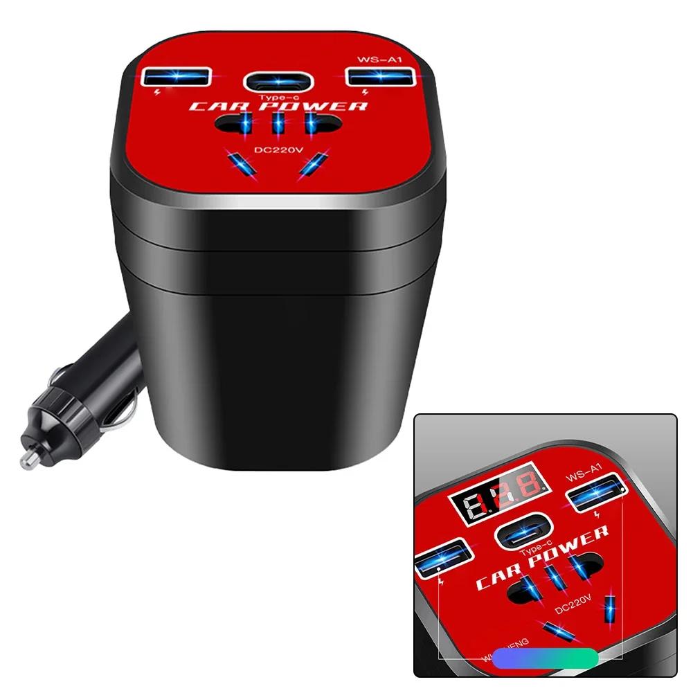 Charger Car Power Inverter Led Display 3 USB Ports + Transformer Charging Auto Part Socket Charger ABS Converter