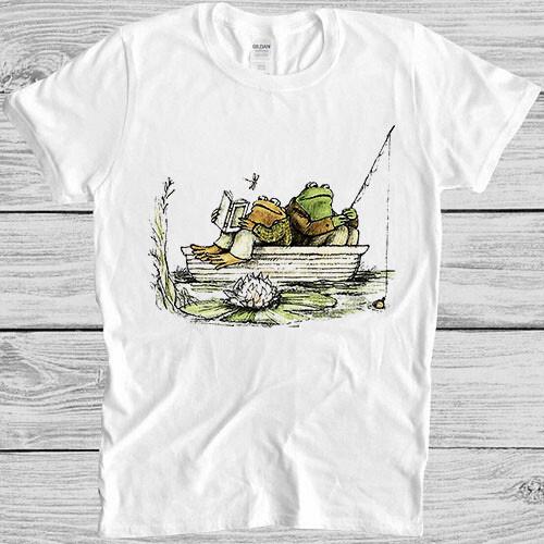 Frog and Toad Fishing Fish Sailing Gay Dad Retro Meme Cool Gift Tee T Shirt 876