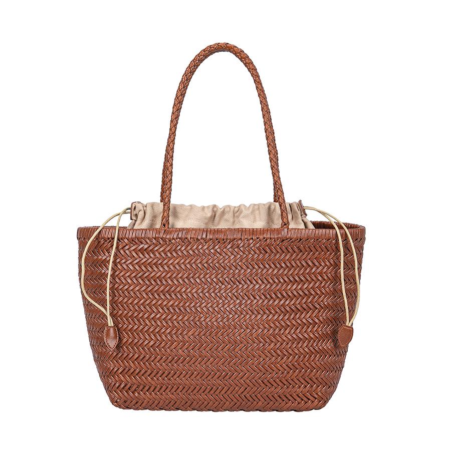 Geweven Koeienhuid Mandtas in Drakenstijl: Handtas van echt leer voor dames, grote capaciteit, retro design