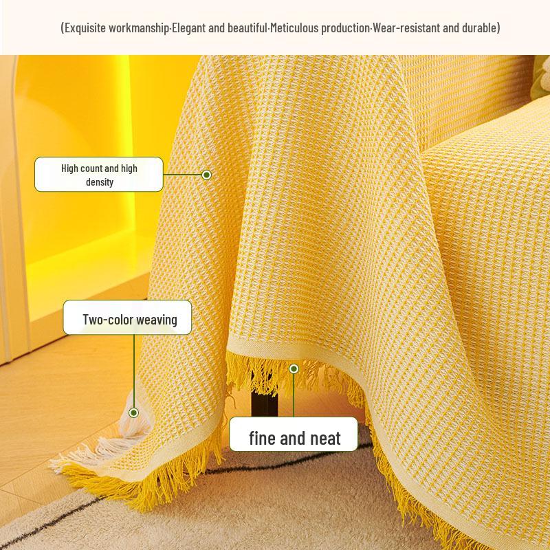 Nordic Style Dustproof Sofa Blanket - Single to Three-Seater, Four Seasons, Full Cover Cushion Towel