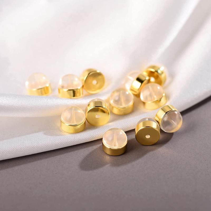 12 Pieces Soft Silicone Earring Backs for Studs Silver Gold Earring Replacements Hypoallergenic Safety Earring Back
