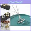 Elegant Vivienne Saturn Inspired Necklace And Earring Set With Crystal Accents