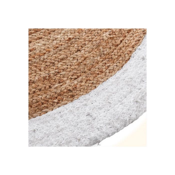 Tapis rond jute bord noir ou blanc diamètre 120 cm Atmosphera - Blanc