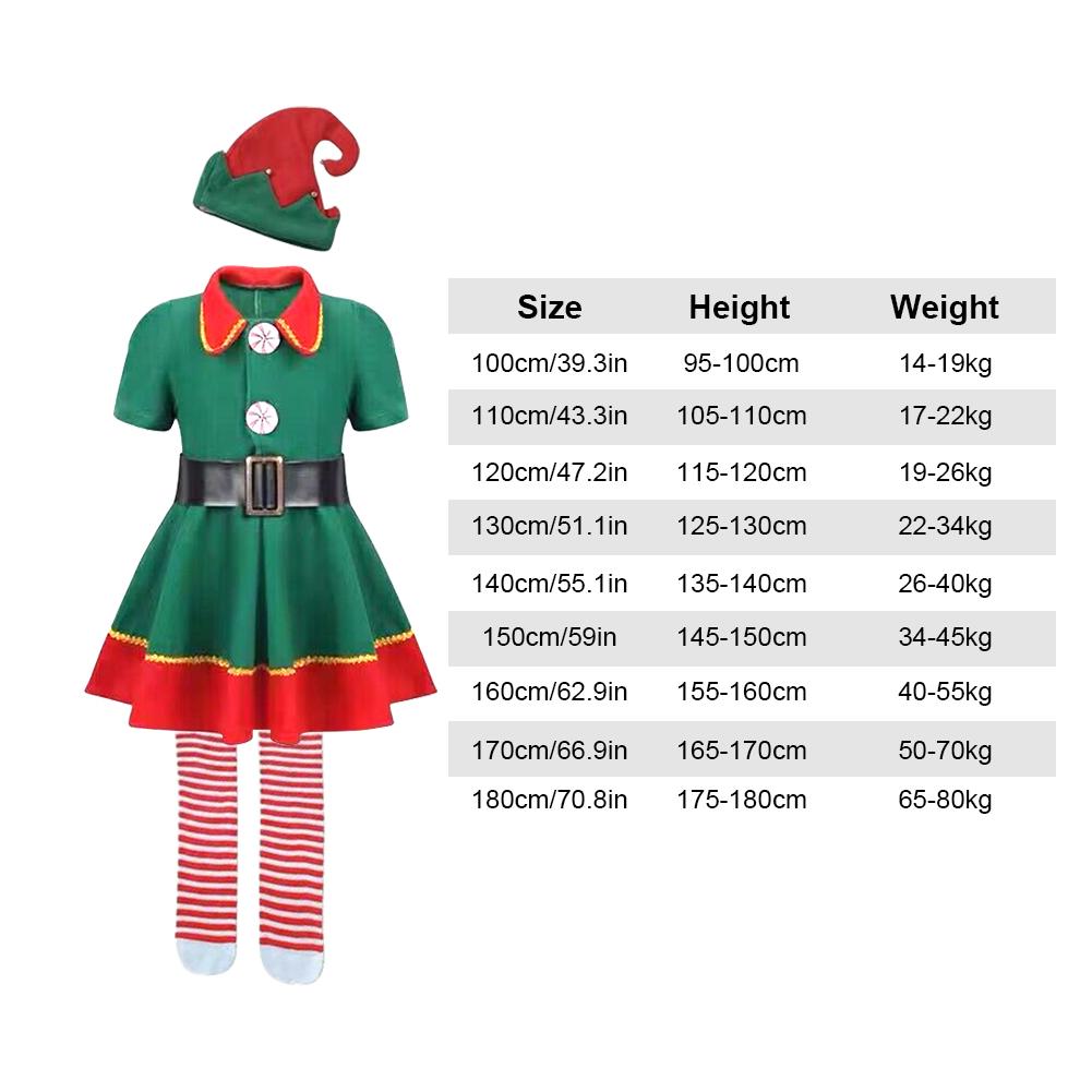 Xmas Santa Helper Costume Elf Hat/Shoes/Stockings Festival Santa Claus Novelty New Year Children Clothing Funny Xmas Party Dress