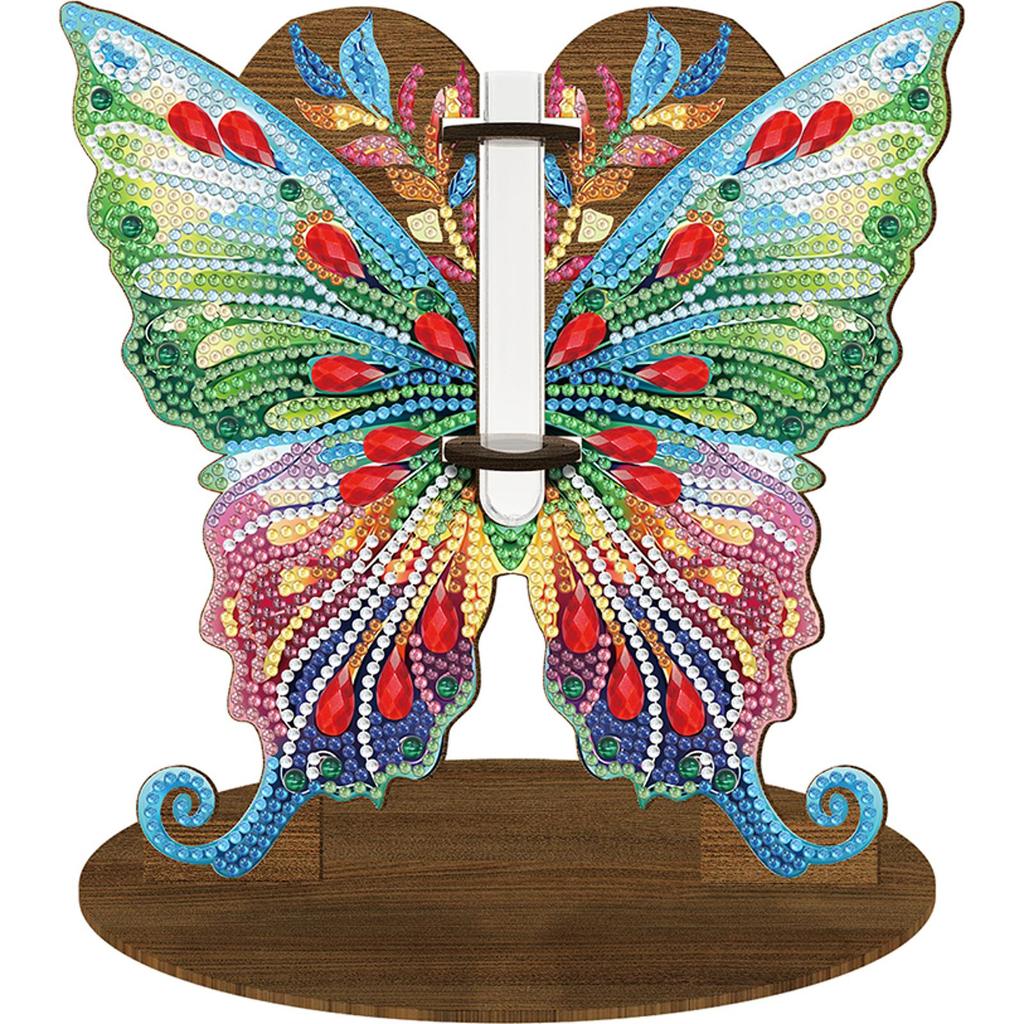 Wood Butterfly Diamond Painting Vase Diamond Painting Tabletop Ornaments Kit Rhinestones Desktop Ornaments for Home Office Decor