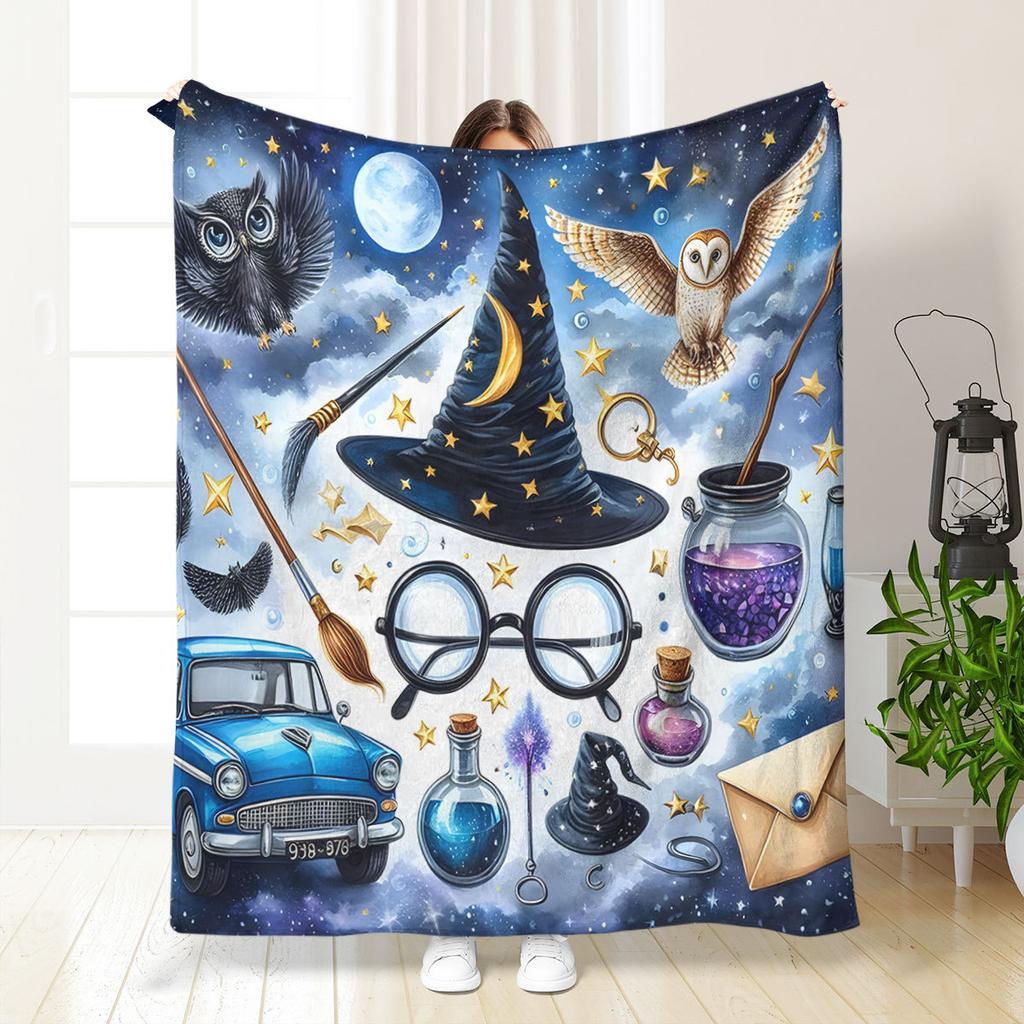 Magic Hat Printed Blanket for Sofa Bed Travel Camping Living Room Office Conditioning Blanket for All Seasons Gifts