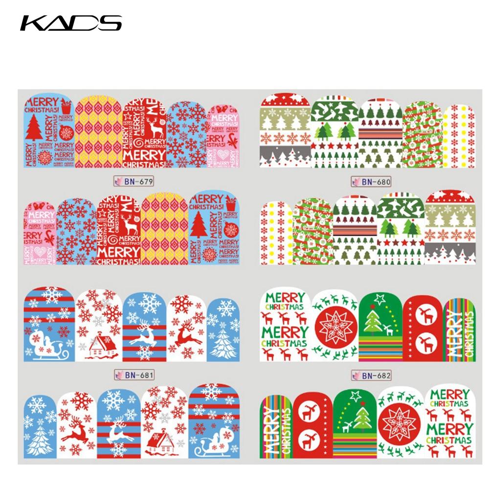 kads 12 buc/set Design de Crăciun Moș Crăciun Elk Snow Nail Sticker Manichiură Water Decal Nail art Stickers pentru unghii