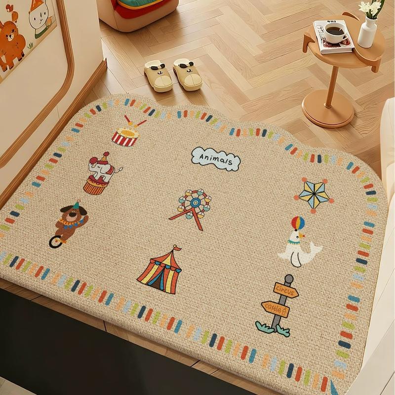 Entrance Doormat Welcome Rug Stain-resistant Wear-resistant Floor Mat Solid Color Geometric Pattern Carpet Home Decoration Rugs