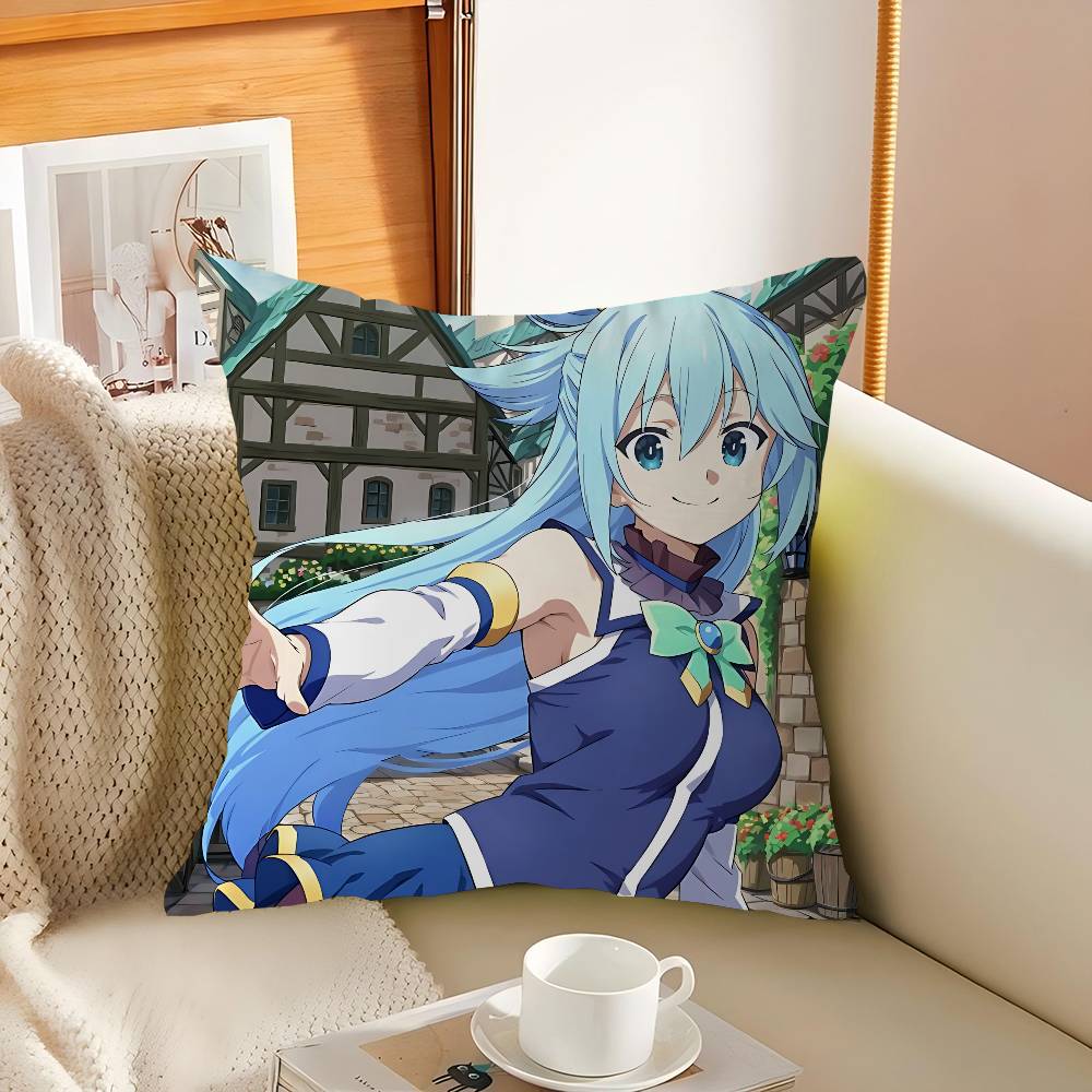 Aqua Konosuba Anime Cushion Cover 30x50 Polyester Sofa Cushions Decorative Throw Pillows Home Decoration Pillowcover