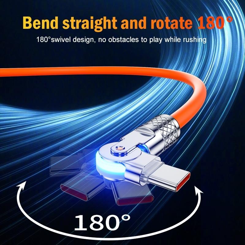 120W PD USB C To Type C Cable Elbow 180 Degree Rotation Super Fast Charge For Samsung S24 S23 S22 Ultra Huawei Laptop Data Sync