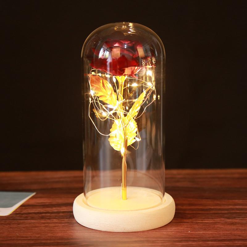 11K gold foil glass cover rose ornament, creative Mother's Day Valentine's Day birthday gift immortal bouquet
