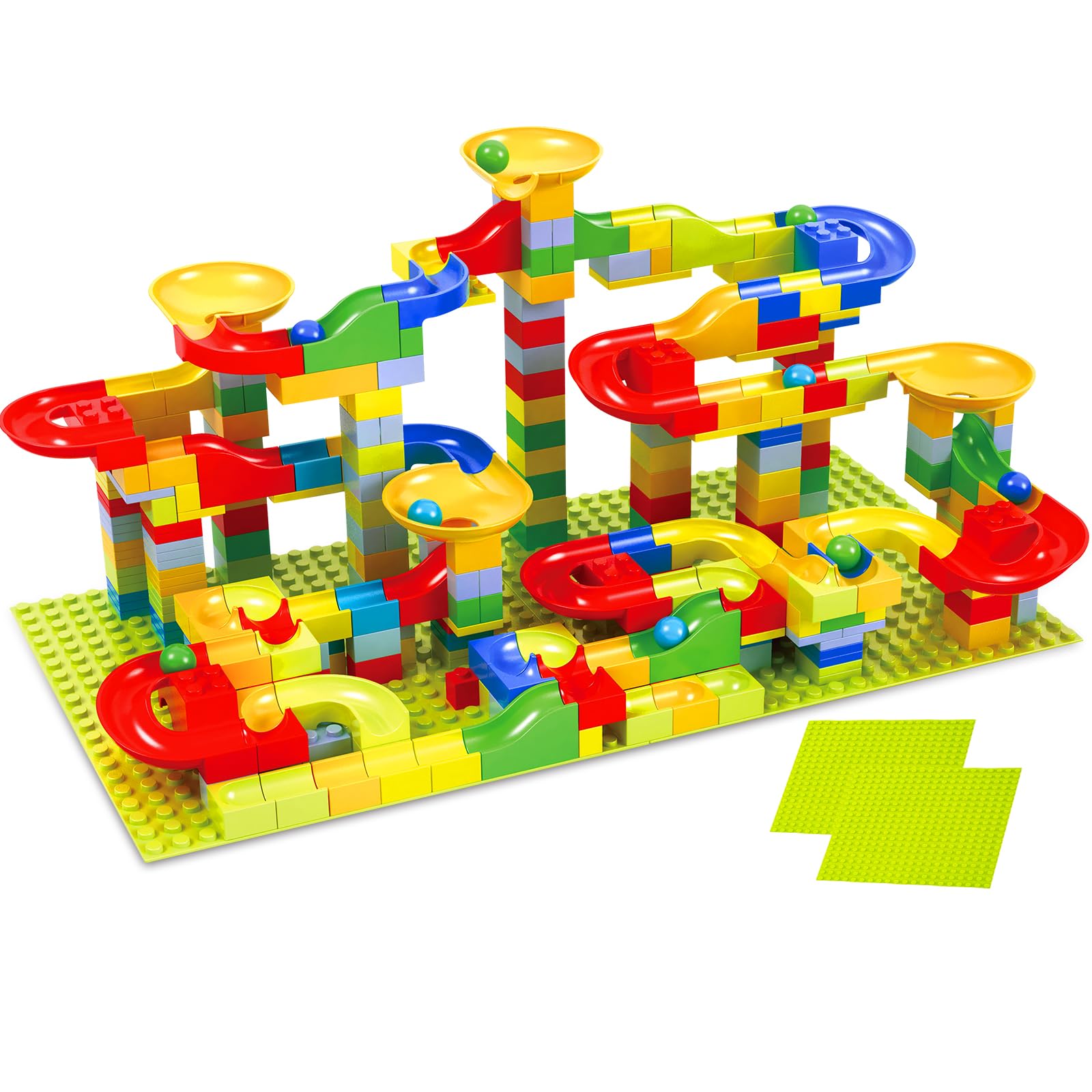 

340P Block Coaster Marble Rolling Toy Marbles Bead Coaster Marble Slider Slope Toy Ball Rolling Marbles Rolling Coaster Assembly Ball Rolling Tower