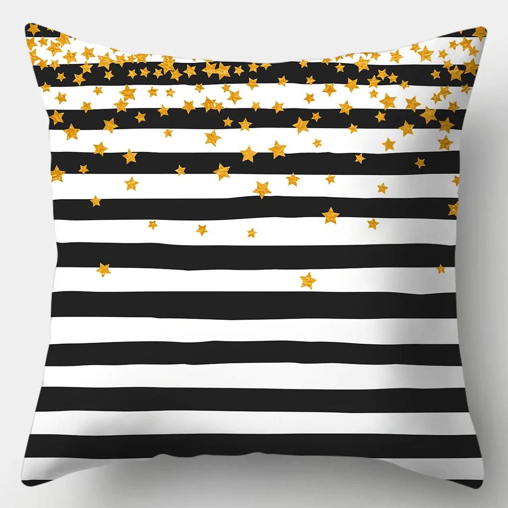 Black White Modern Style Cushion Cover 45x45cm Polyester Decorative Pillow Cover Living Room Bedroom Sofa Bed Pillow Case