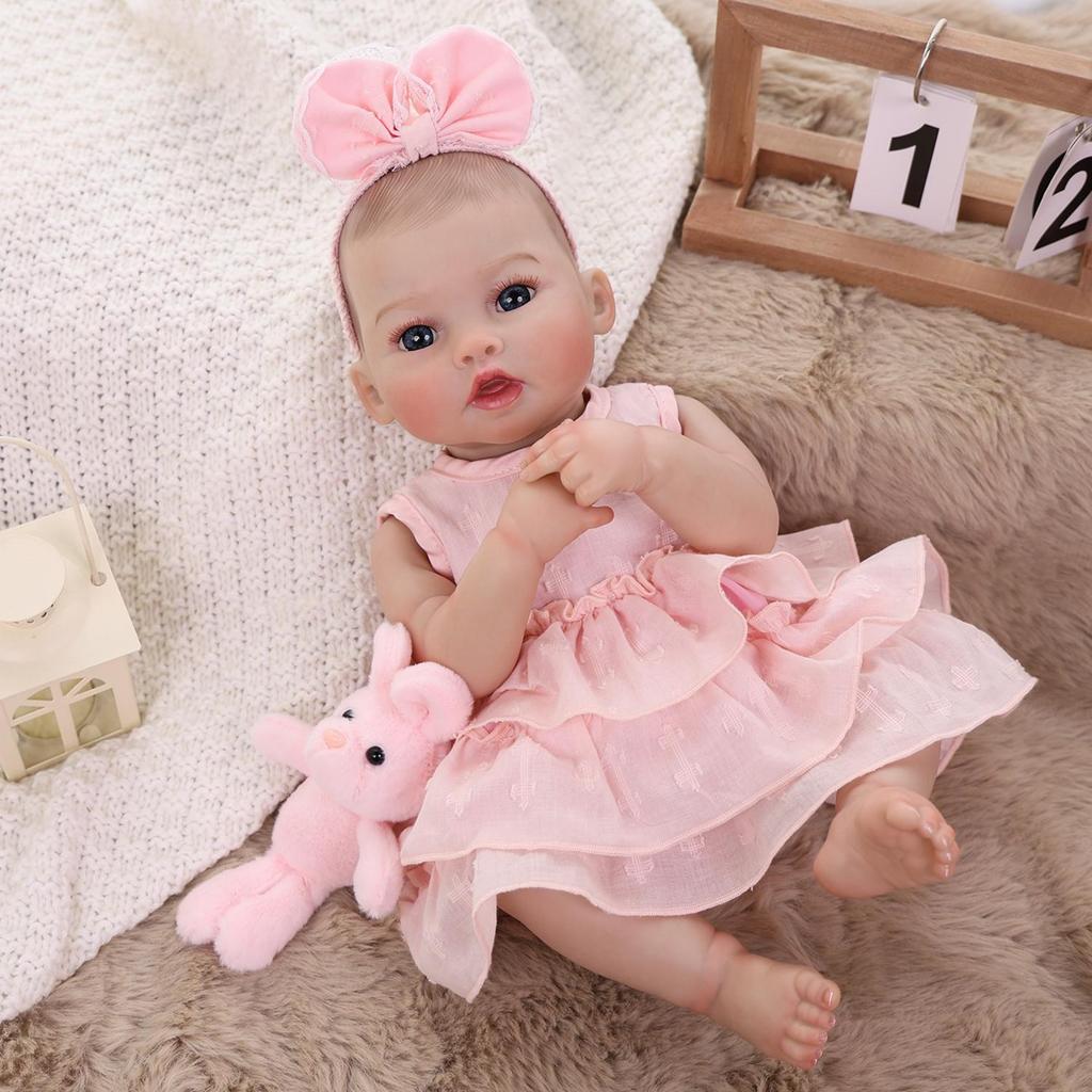 18 Inch Lifelike Reborn Bady Doll Full Silicone Vinyl with Visible Veins Newborn Dolls Early Educational Toys Toddler Birthday Gifts