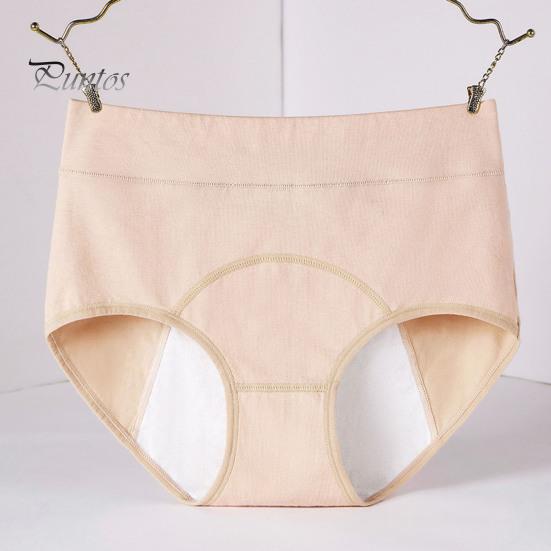 Women Panties Solid Color Plus Size Butt-lifted High Waist Seamless Elastic Period Prevent Leakage Briefs Menstrual Underpants Female Underwear