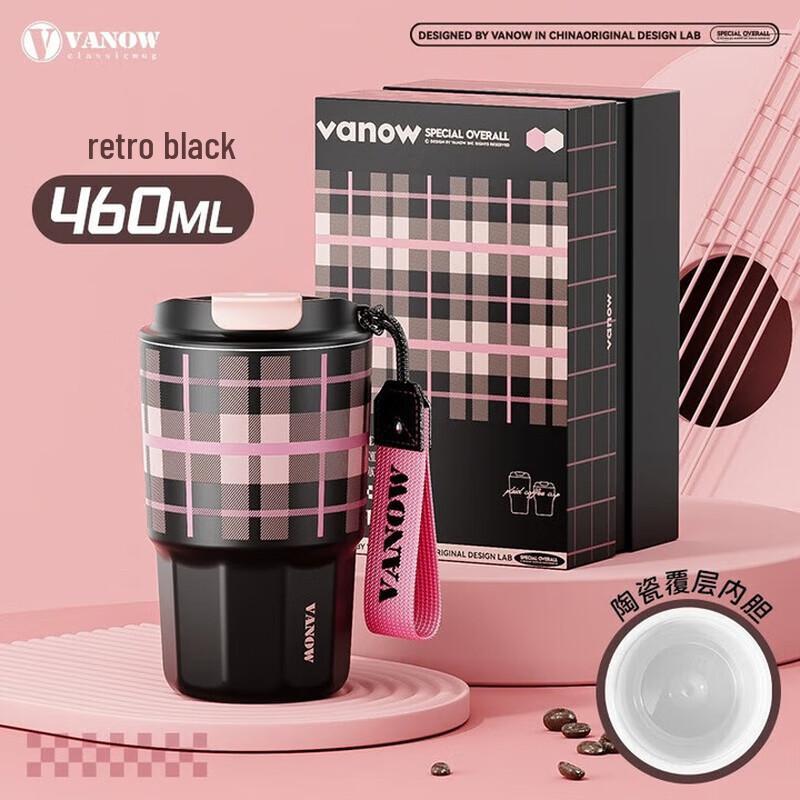 

Vanow 460ml Ceramic Lined Insulated Coffee Tumbler with Straw