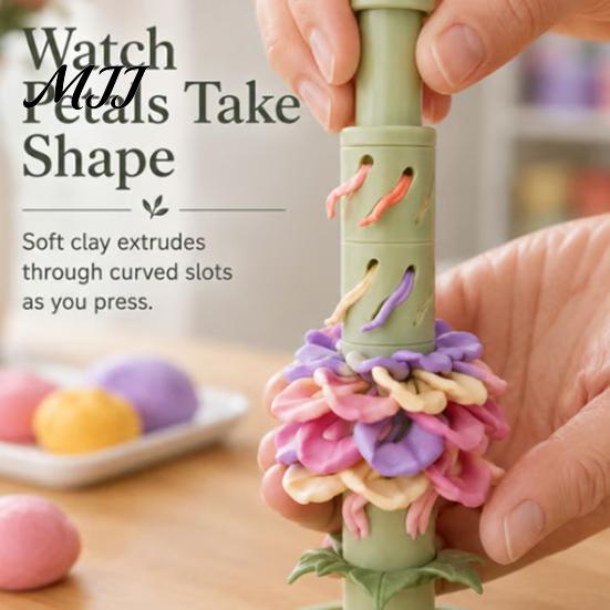 Pottery Studio Accessories Modular Clay Bloom Maker, Flower Shaping Tool with 9 Sleeve Patterns, 3D Craft Tools Printed DIY Stackable Press