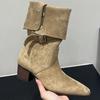 [Fanfna] Pointed High Boots Korean Version of Long Boots Women's 2025 Autumn New Brown Long Tube Thin Boots