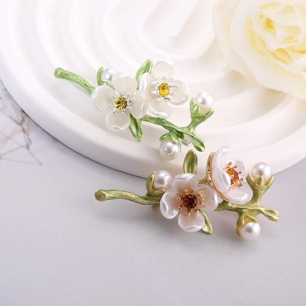 Multi-Occasion Wear Jasmine Flower Brooch Imitation Pearls Collar Lapel Pin Lapel Pin Accessories