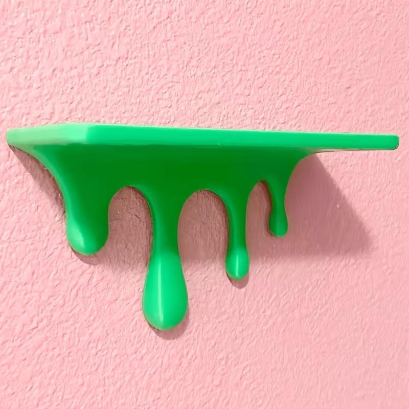 3D Printed Floating Wall Mounted Shelf Creative Drip Design Plastic Rack for Hallway Key Mail Small Accessory Storage