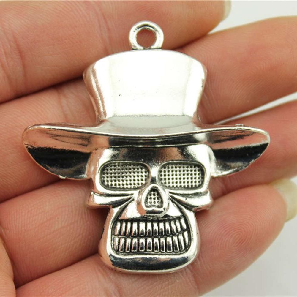 2 Stück Anhänger Totenkopf DIY Schmuckzubehör Für Schmuckherstellung Antik Silber Farbe Todes Totenkopf Anhänger Blumen Totenkopf Anhänger