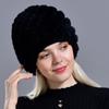 New warm Real Fur Hat Winter Women Rex Rabbit Fur Thick Double Layer Lining Outdoor Women Beanie Cap Pineapple Round Hats