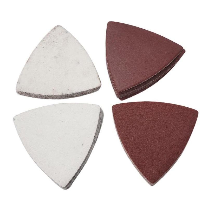 30 Pcs Hook and Loop Triangle Sandpaper for Oscillating Multi Tool Detail Sander Sanding Discs Triangle Sanding Pads