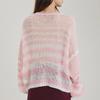 Women's Striped V-Neck Knit Cardigan Sweater - Lightweight, Loose, and Casual for Spring & Fall