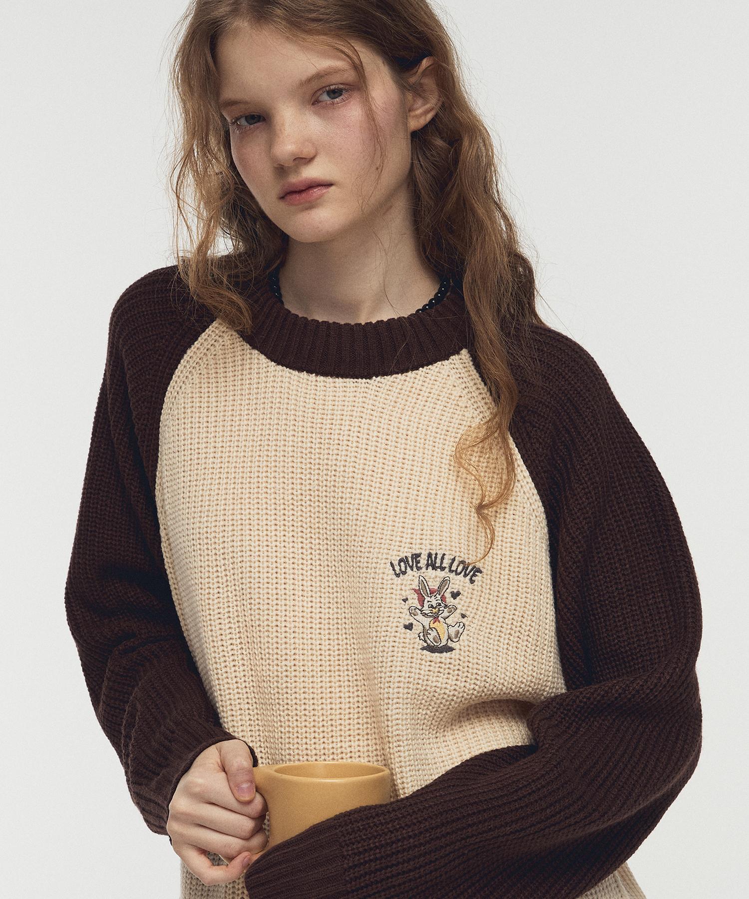 Compagno Hoppy Raglan Block Knit Brown Brown/L