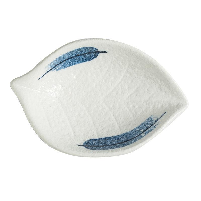 Japanese-Style Ceramic Leaf-Shaped Dish Household Sauce Dipping Sauce Dish Seasoning Saucer Creative Pickles Cold Dish