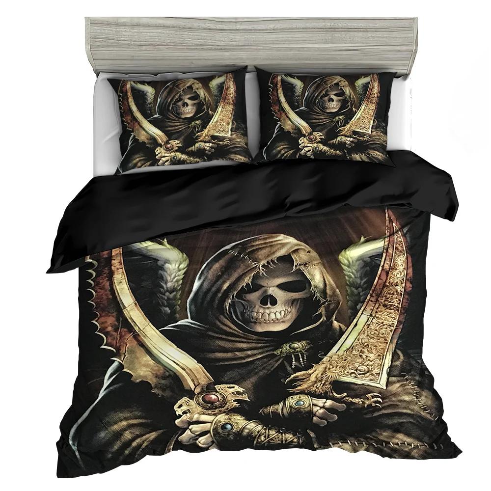 Comforter Black Hat Skull Bedding Set Queen Size Halloween S Modern Style Bedroom Bedding Set Comforter Pillow Shams