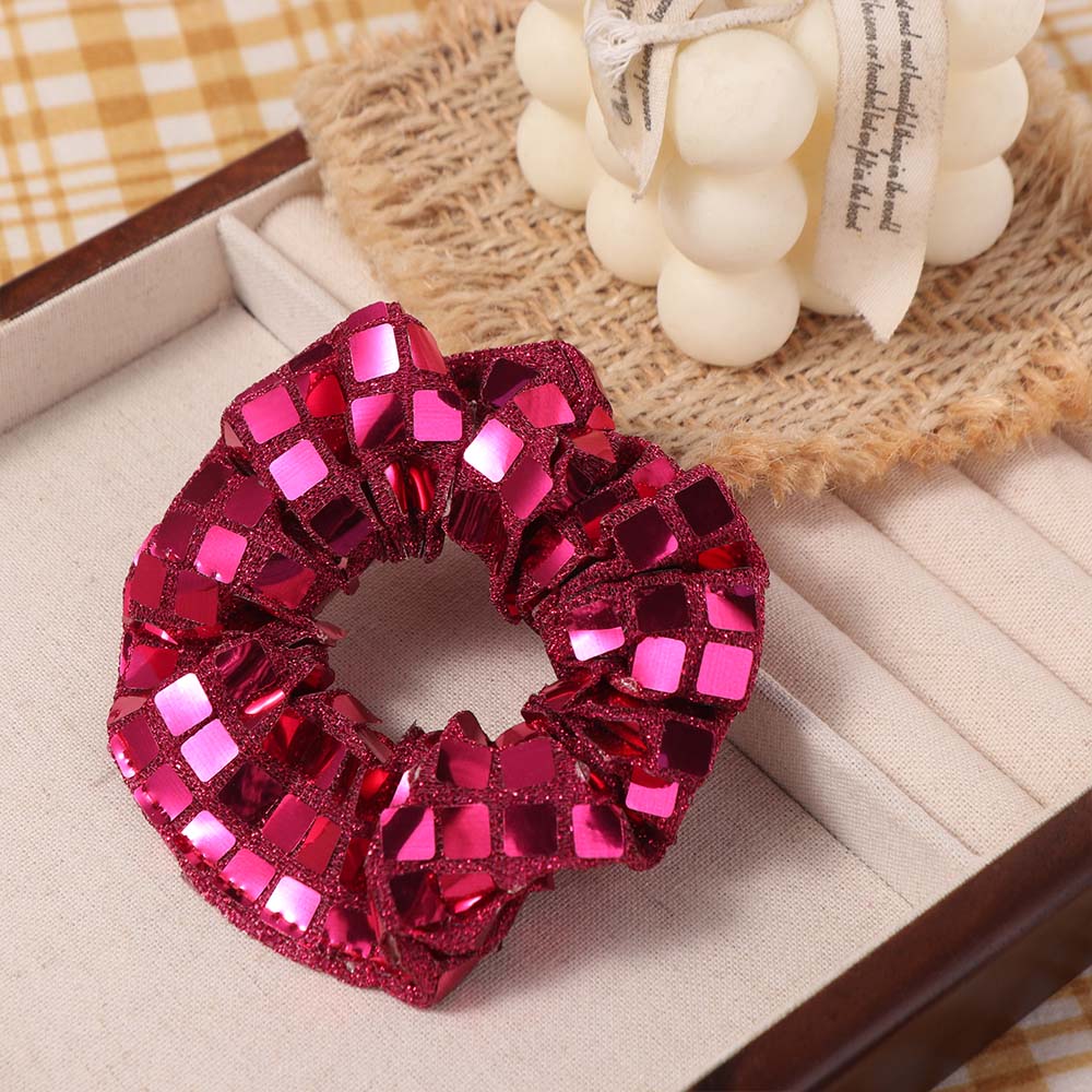 6pcs Square Sequin Rubber Bands Set Retro Disco Women's Hair Ties Fashion Sequin Hair Rope  Wedding