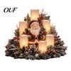 Holiday Gift for Her Christmas LED Candle Centerpiece with Artificial Cedar Pine Cones And Red Berries, Mantel Decorations Flameless Winter