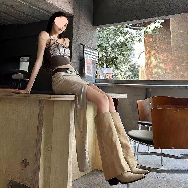 Stylish Over-the-Knee Vintage Chunky Heel Western Cowboy Boots