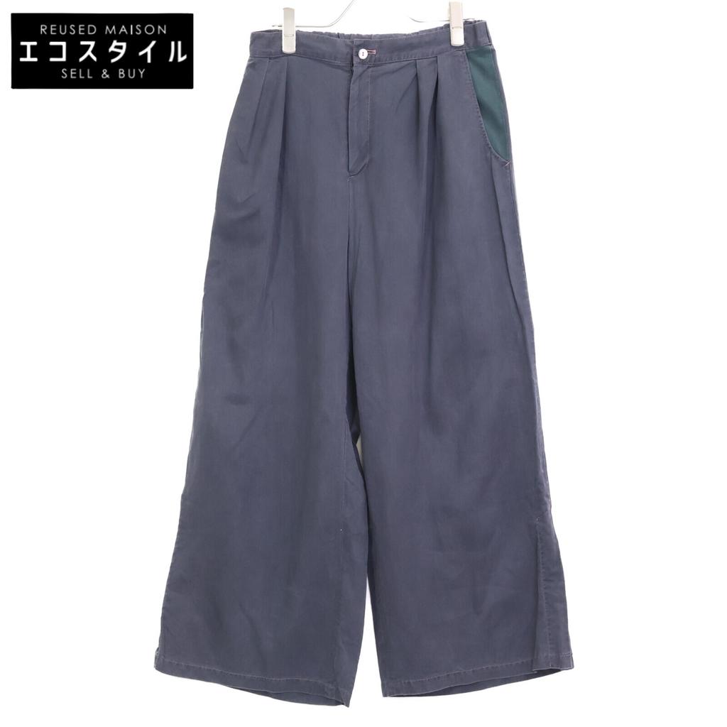 ROSIER Navy Cotton Wide Pants Bottoms 40 grayUsed