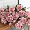 Retro Simulation Rose Flower Luxury Fake Flowers Artificial Rose Branch  Wedding Party Decor