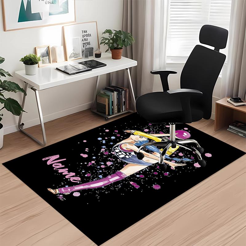 Custom Name gymnastics Printed Carpet, for Office Chair Living Room Bedroom Kitchen Room Decor Gifts.