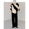 Boys' Contrast Color Knitted Pullover Sweater - Lazy Style, Loose Fit, Autumn/Winter, Korean Style