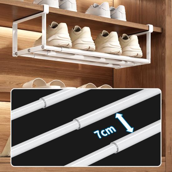 Telescopic Shoe Rack Adjustable Cabinet Storage Hanging Shelf Organizer Multi-Functional No-drill Vertical Shoe Organizer