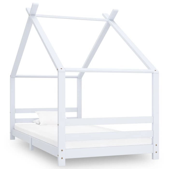 VidaXL Cadre de Lit d'enfant Sommier à Lattes Cadre à Lattes Meuble de Chambre à Coucher Maison Intérieur Blanc 90x200 cm 289612