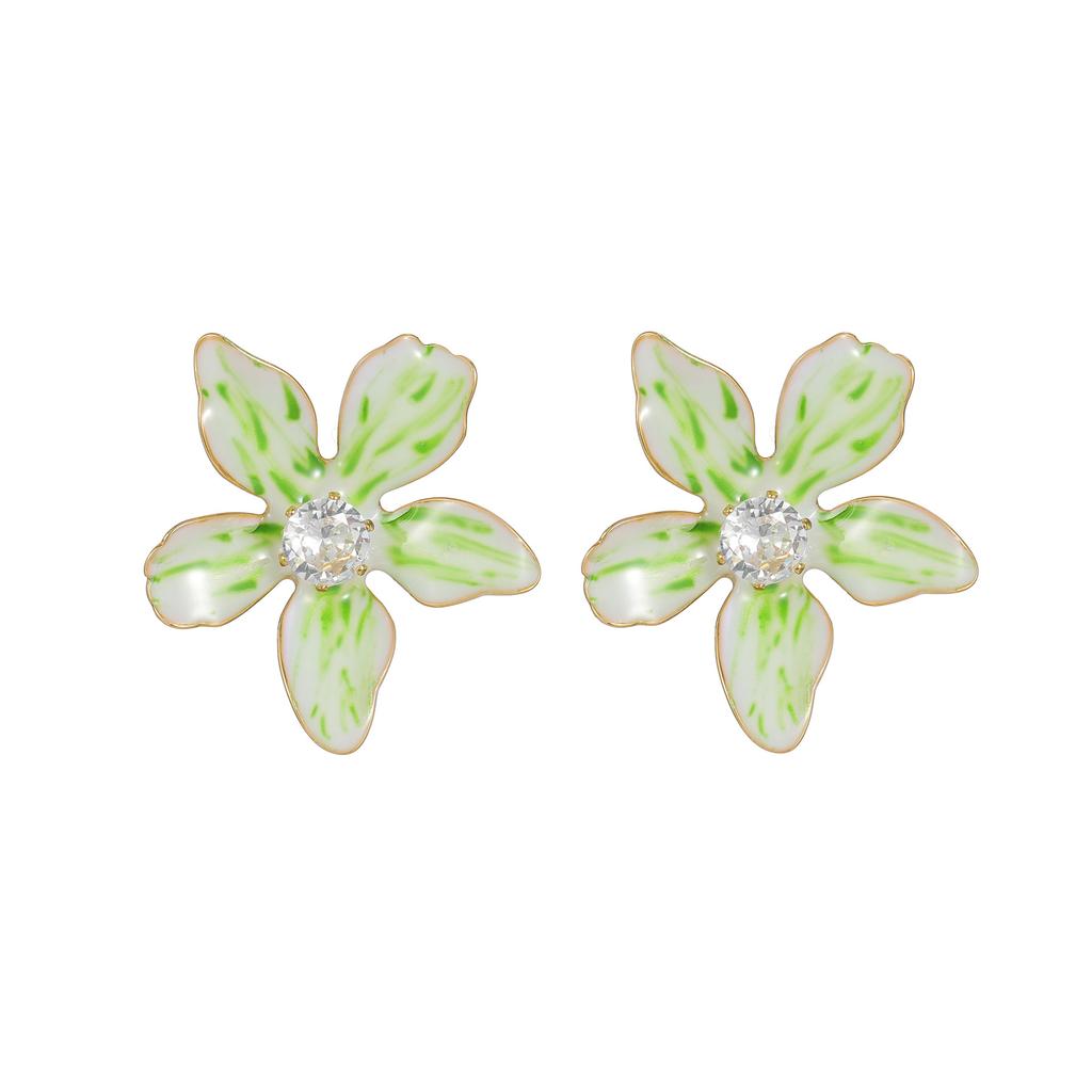 Atoztide New Exaggerated Colorful Flowers Earrings for Women Stainless Steel Zircon Flower Earring Romantic Wedding Jewelry Gift