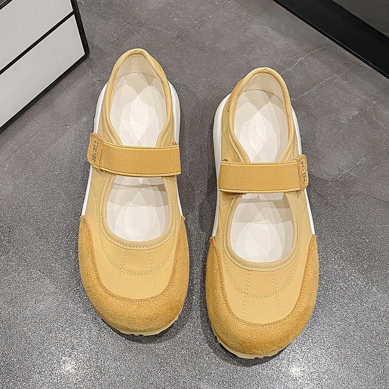 Thick-soled Velcro single shoes women's 2025 summer new fashion versatile comfortable color matching casual Mary Jane loafers